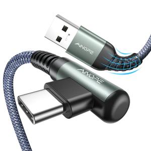 AINOPE USB Type C Cable [2-Pack, 1.6ft] 3.1A Type C Charger Fast Charging Right Angle, Durable Nylon Braided USB C Cable, Smartphone 