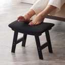 Kitsanery Foot Stool, Ottoman, Bamboo Small Sofa Foot Rest Under Desk, Extra Seating for Living Room, Bedroom and Kitchen (Black Stool Legs - Black Surface)