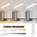 ADISUN Modern LED Ceiling Light Dimmable Linear Ceiling Light 39.4in Semi Flush Mount Long Lights with Remote Control and Down Lighting for Living Room Kitchen Dining Room White & Gold, 1 Pack