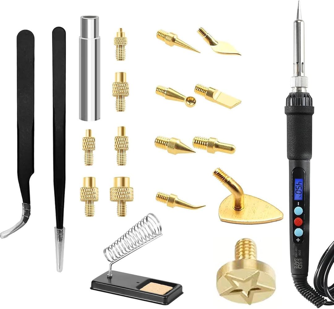 21PCS 3D Printing Accessories Smoothing Tool Kit, 3D Printing Modify Finishing Tool Soldering Welding Iron Kit Heat Insert Brass Nut Kit-Smoothing Tool Kit-Set