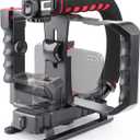 Zeadio Camera Handheld Stabilizer with Smartphone Video Cage Rig, Triple Cold-Shoe Handle Grip Compatible with All Camera Action Camera DSLR Smartphone