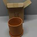 PATIKIL 5 Inch Ceramic Plant Pots, Modern Flower Planters with Drainage Holes and Tray for Decorate Home Indoor Plants Succulent Herb, Orange