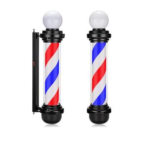 Noverlife 34in Barber Pole LED Sign, Barber Shop Pole Red Blue White Stripes Light, Classic Hair Salon Open Sign, Traditional Barbershop Ideas Wall Mount Rotating Light Waterproof Save Energy Lamp