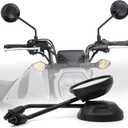 Mokuo Round Rearview Mirrors X Type with M8 M10 Bolt,Handle Bar Mount Fit for Honda Grom MSX125 2013-2022 CMX 300 500 Rebel 2017-2022 Monkey 125 Motocycle Mirrors Black