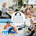 Bow Lunch Box, Cute Blue Ribbon Bow Watercolor Insulated Lunch Tote Bag for Women & Men, Small Lunch Bag for Work Picnic Travel Office, 8.5x8x5 Inch