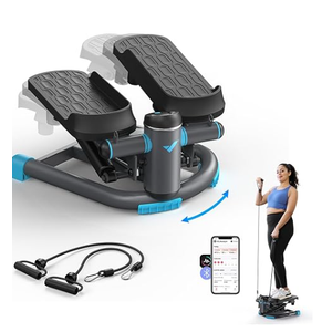 MERACH Mini Stepper for Exercise, Twist Stair Stepper 330LBS Capacity, Stepper Exercise Equipment with Resistance Bands for Full Body Workout at Home