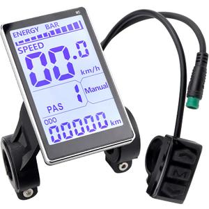 LCD Electric Bike Display, Ebike Display Control Panel, 5 Pin 24V 36V 48V 60V Cycling Computer Screen Replacement Parts for 31.8 22.2mm Handlebar E Bikes, E-Scooter