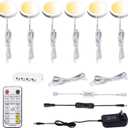 AIBOO Under Cabinet LED Puck Lights CCT Light Color Temperature Adjustable Warm+White Double Color with Dimmable RF Remote Controller for Kitchen Closet Ambiance Holiday Lighting (6 Lights, 18W)
