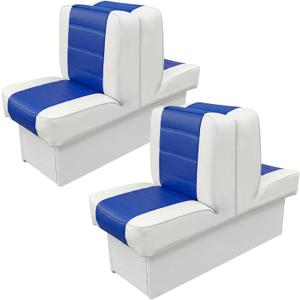 2 Sets Back to Back Boat Seat Covers Replacement Boat Lounge Seat Covers Waterproof Polyvinyl Chloride for Protector Boats Seats Deluxe Back-to-Back Lounge Seats Cover (Blue White)