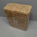 Coeusy 3 Gallon Wicker Trash Can,Small Bathroom Trash Can with Lid,Natural Water Hyacinth Wicker Waste Basket for Bedroom,Toilet,Narrow Garbage Can with Removable Liner