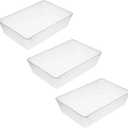 YBM HOME 3-Pack Plastic Storage Baskets Bins for Home Junk Drawer, Shelves, and Office Organization, Functional Trays/Containers Great for Kitchen Pantry, Cabinets, Bedrooms, and Bathrooms, Clear