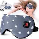 Heated Eye Mask-Cordless Warm Eye Compress Heated Eye Mask for Dry Eyes, Blepharitis,Light Blocking Heat Eye Mask for Men Women, Electric Warm Eye Mask for Airplane Sleeping for Travel (Gray Star)