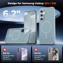 SUPFINE Magnetic for Samsung Galaxy S24 Case / S25 Case with Screen Protector, (Built-in Magnets) (Military Grade Drop Protection) Slim Translucent Shockproof Phone Case,Sliver Blue