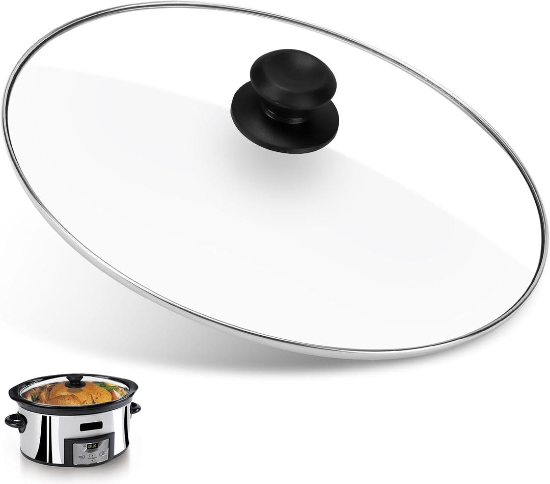 Oval 8 Quart Slow Cooker Glass Lid Fit for Crock Pot 8 Q Slow Cooker and Fit for Hamilton Beach 8q Glass Pot Lid, Slow Cooker Pot Lid Replacement Part, 1 Pack