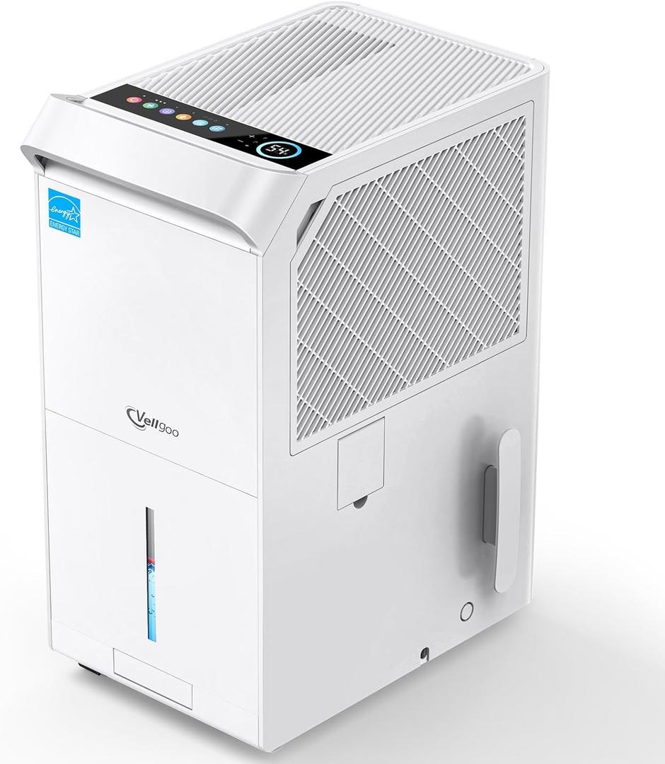 5,600 Sq.Ft Most Efficient Energy Star 2024 Dehumidifier,Vellgoo Max 120 Pint/D Compressor Dehumidifier for Basement with Drain Hose, Smart Humidity Control for Home, Large Rooms