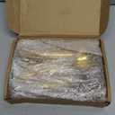 48 Pcs Forks and Spoons Set for 24, Stainless Steel Flatware Cutlery Set Mirror Polished Kitchen Utensil, 6.5 Inch Forks and 7.3 Inch Spoons for Home Kitchen Restaurant, Dishwasher Safe(Gold)