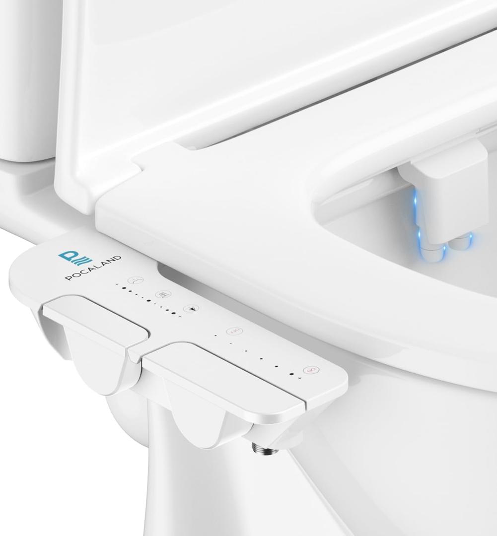 Non-Electric Bidet Attachment for Toilet Seat, Adjustable Fresh Cold Water Pressure, Stainless Steel Inlet