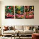 Pormipone Leopard & Cheetah Canvas Wall Art Set of 3 Gallery Wrapped 12x16