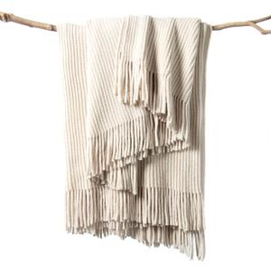 Lifein Chenille Throw Blanket 50x60 - Soft Boho Knitted Blanket for Couch Cozy Farmhouse Decor Bed Throw, Lightweight All Season White/Cream Blanket, Decorative for Living Room Bedroom Spring Decor