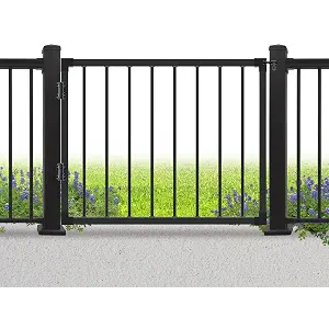 SunCrafts Deck Fence Gate Outdoor, 32''H Gate for 36''H Deck, Black Heavy Duty Steel Anti-Rust Door with Customizable Width (Up to 48"), Metal Gate for Residential, Yard, Patio(No Hinge)