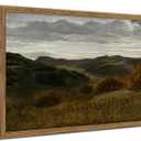 Framed Mountain Canvas Wall Art, Vintage Landscape Paintings Print, Modern Farmhouse Landscape Wall Decor, Countryside Retro Pictures Decor for Living Room Bedroom – 16x24 inch