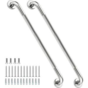 32 Inch Shower Grab Bar 1.25" Dia, 2 Pack Nickel Anti Slip Bathroom Grab Bar, 304 Stainless Steel Knurled Handicap Grab Bars, Safety Support Handrail,Bath Shower Handle for Elderly Injury Senior