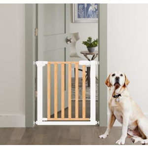 YGP Premium Extra-Wide Pet Gate for Pet & Baby | Pine Wood & Iron, Auto-Close | Drill-Free Pressure Mount, Adjustable 28.74-41" W x 30.3" H | Doorways, Kitchen Use