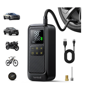 Tire Inflator Portable Air Compressor - Lamicall [5X Faster][150 PSI] Rechargeable Car Air Pump, Digital Pressure Gauge, LED Light, Cordless Pump Valentine's Day Gifts for Car, Bike, Motorcycle, Ball
