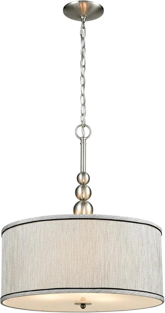 DANSEER Modern 3-Light Kitchen Chandeliers Brushed Nickel Drum Shade Gauze Etamine Hanging Pendant Light
