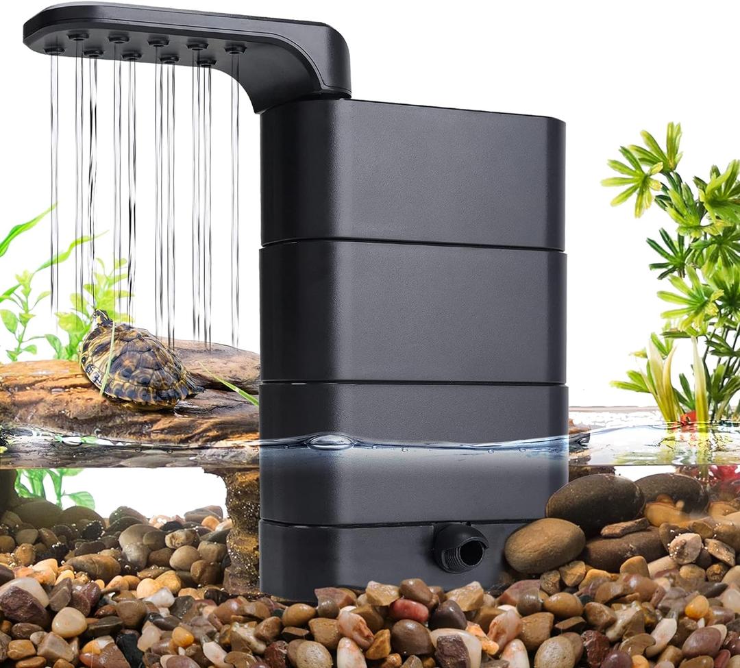 Hygger 150GPH Turtle Filter with 2 Sponges Bio Ball, 3-in-1 Water Circulation Draining Bio Filtration Amphibian Tank Filter 5 to 35 Gallon for Reptile Frog