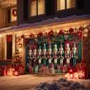 HOMETITUTE Christmas Garage Door Banner 13x6ft Nutcracker Holiday Decoration with Red Green Curtains Gift Boxes for Outdoor Xmas Party Wall Display Photo Backdrop House
