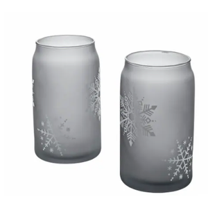 Tabletops Gallery Snowflake Soda Can Glass Set - Gray