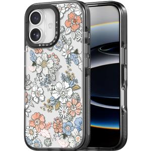 Bouvardia for iPhone 17 Case, Cute Design for Women & Girls, Protective & Aesthetic, Gray Bumper - Floral Theme - Flowers in Bloom