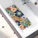 Bathtub Mat Non Slip, Bohemia Extra Long Bath tub Mat Shower Floor Mat with Suction Cups and Drain Holes for Adults Kids Elderly 40 X 16 Inch