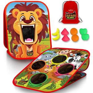 Swooc Games - Safari Sling | 2-in-1 Bean Bag Toss Game for Kids | 5-Second Setup Kids Cornhole Game Set | Outdoor Toddler Activities | Backyard Party Games | Corn Hole Set Toddler Bean Bag Toss