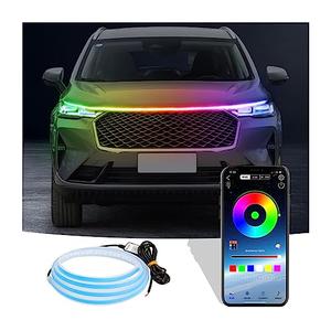 BELOMI Car Hood LED Light Strip, 70 Inch Flexible Waterproof Daytime Running Light, 12V Multi-Color Dynamic Decorative Atmosphere Lamp, Car Exterior Accessories Hood Strip Light for Cars, SUV, RV