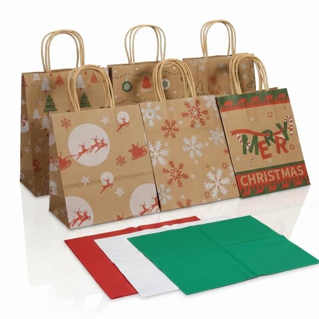 Christmas Gift Bag, Unique Kraft Paper Bag Designs, Perfect for Holiday Gifting and Packaging
