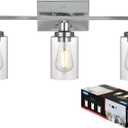 MELUCEE Modern Bathroom Lighting Fixtures Chrome Finish, 3-Light Vanity Lights Contemporary Style Wall Sconce with Clear Glass Shade for Hallway Entryway Kitchen Bedroom (Patent No.: US D963914 S)