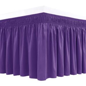 Biscaynebay Wrap Around Bed Skirts for Full & Full XL Beds 15" Drop, Purple Adjustable Elastic Dust Ruffles Easy Fit Wrinkle & Fade Resistant Silky Luxurious Fabric Machine Washable