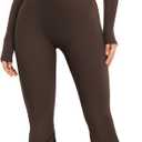 YEOREO Women Long Sleeve Flare Workout Jumpsuit Zip Up Romper Bottom Pants Wide Leg Bodysuit Bodycon Sexy One Piece (Medium, Chocolate)