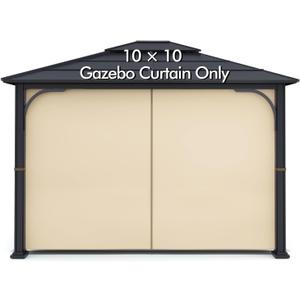Gazebo Universal Replacement Privacy Curtain - Wonwon Privacy Panel Canopy Side Wall with Zipper for 10' x 10' Outdoor Gazebo (Beige), Beige-1010-ZYB