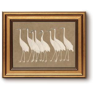 InSimSea Gold Framed Canvas Wall Art, Vintage Wall Decor for Bathroom, Cranes Animals Paintings Farmhouse Decor Aesthetic, Small Minimalist Prints for Bedroom Living Room Shelf Gift, 8x10inch