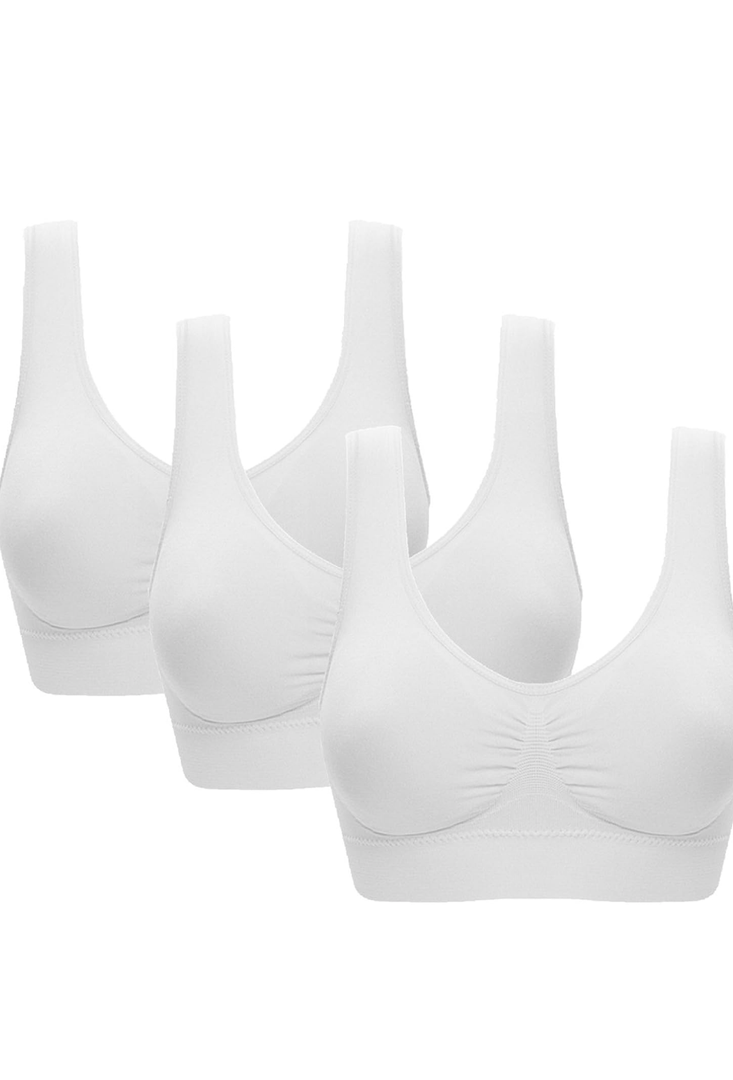 Vermilion Bird Women's 3 Pack Seamless Comfortable Sports Bra with Removable Pads, L