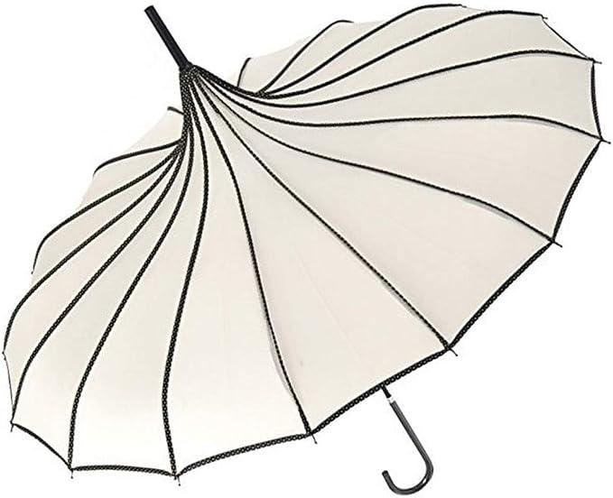 Queekay 1 Pcs Gothic Pagoda Umbrella 36" Large Retro Parasol for Rain or Sun, Wedding Umbrella, Vampire & Gothic Lover Gifts