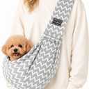 Dog Sling Carrier for Small Dogs and Cats 516 lbs, Puppy Carrier Sling with Safety Hook and Storage Pocket, Hands Free Pet Carrier Purse for Travel, Walking, Shopping (Grey Ripple)