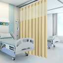 Flame Retardant Hospital Curtains Room Divider,Grommet Cubicle Curtains Divider Privacy Curtains for Hospital, Clinic, Lab(1 Panel, 5x8FT,Beige) (60"W x 96"L (Pack of 1))