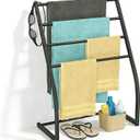 Honiter Towel Drying Rack for Bathroom, Free Standing Towel Rack, 4 Tier Wide Towel Dryer Rack, Pool Towel Racks Outdoor, Blanket Ladder Holder, Metal Towel Bar Stand for Oversized Bath Towel (27.6")