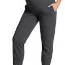 Peauty Women's Maternity Pants with Pockets,Over The Belly Stretchy Maternity Activewear Jogger Track Cuff Pregnancy Pants (M)