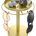 GIFTORCH Sunglass Organizer, Glasses Holder Stand for Nightstand Desk - Premium Sunglasses Storage Display with Gold Accent Home Decor, Eyeglass Organizer for Women & Men (for Multiple Glasses)