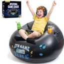 Inflatable Gaming Chair for Kids and Teens with Cup Holders and Side Pocket, Blow Up Bean Bag Gaming Chair for Boys, Comfortable Inflatable Lounge Seat for Gamer Room Decor and Boys Room Furniture